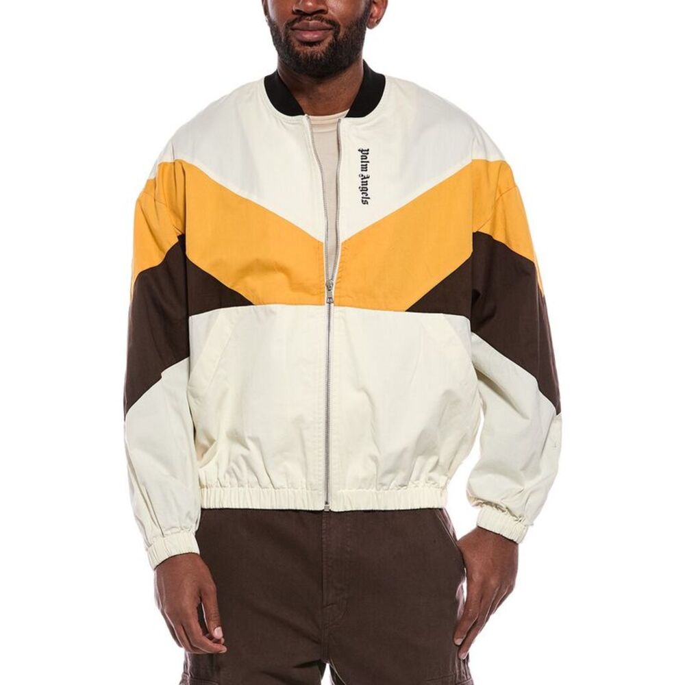 Palm Angels Mens Color Block Jacket, White